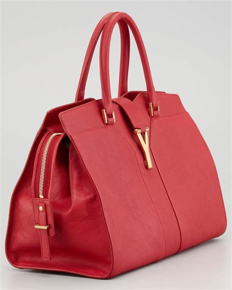 ysl cabas medium red|Yves Saint Laurent Red Leather Medium Cabas ChYc Bag.